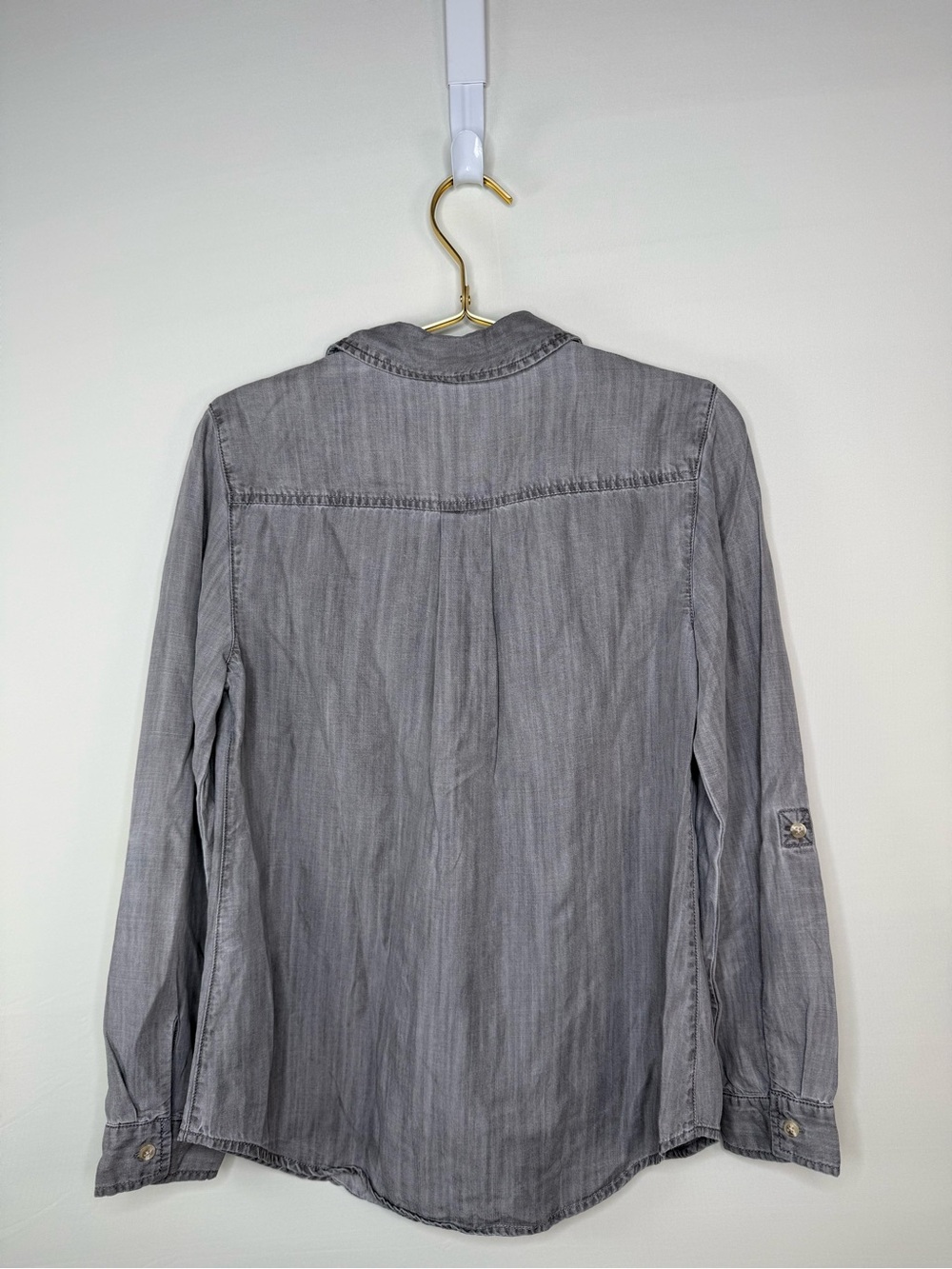Chico's Gray Tencel Lyocell Chambray Button-Up Shirt - Size 0 (US Small - Picture 5 of 6